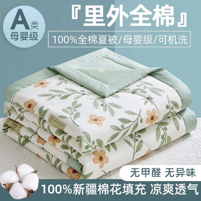 91家纺网 家纺一手货源 找家纺 （总）海洋家纺 2026新款100%里外全棉夏被印花空调被夏凉被薄被子棉花夏被四件套 风格二
