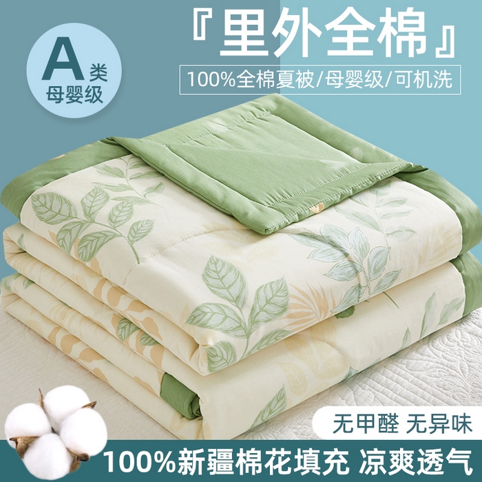 91家纺网 家纺一手货源 找家纺 （总）海洋家纺 2026新款100%里外全棉夏被印花空调被夏凉被薄被子棉花夏被四件套 风格二