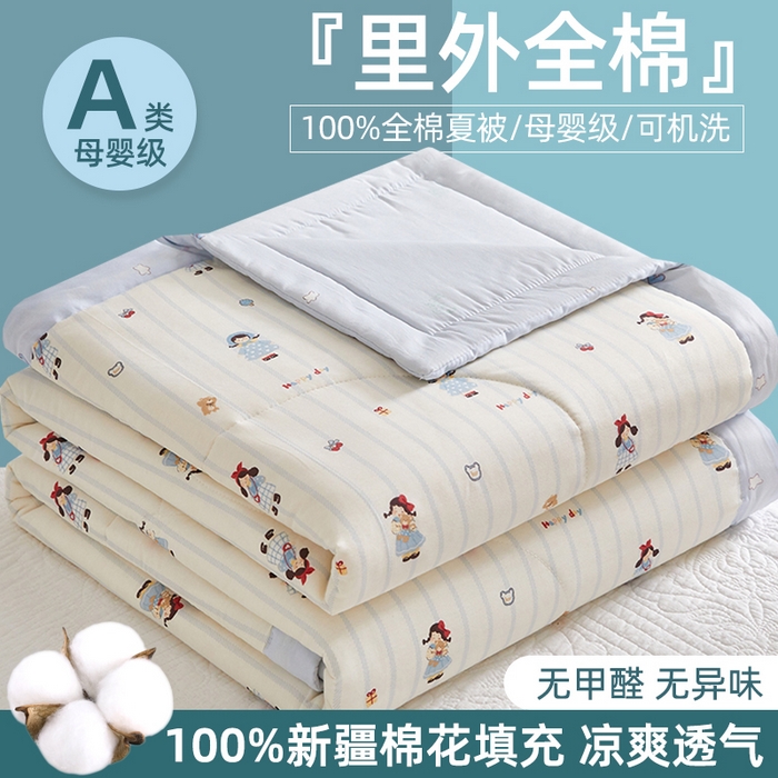 91家纺网 家纺一手货源 找家纺 （总）海洋家纺 2026新款100%里外全棉夏被印花空调被夏凉被薄被子棉花夏被四件套 风格二