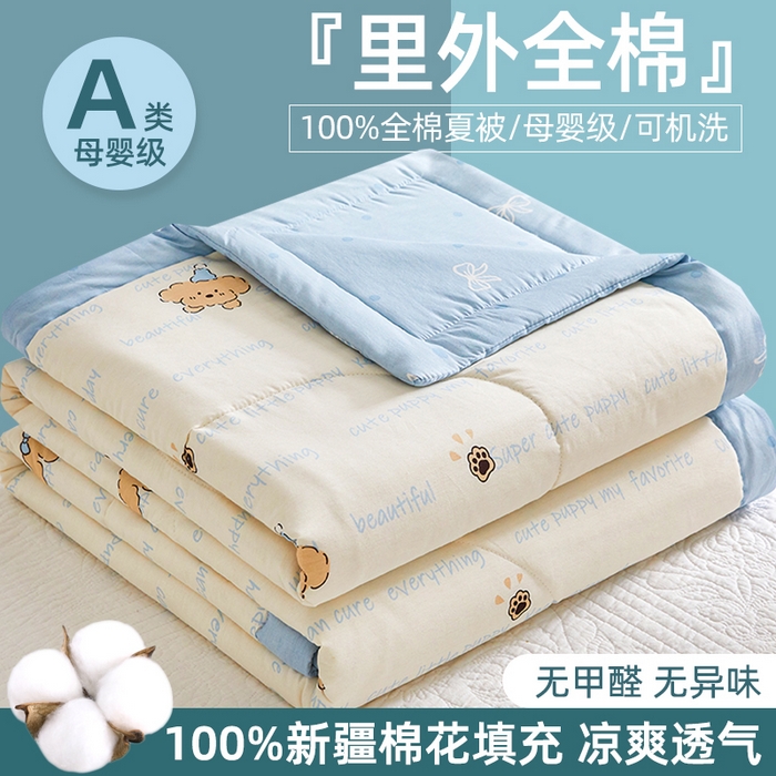 91家纺网 家纺一手货源 找家纺 （总）海洋家纺 2026新款100%里外全棉夏被印花空调被夏凉被薄被子棉花夏被四件套 风格二