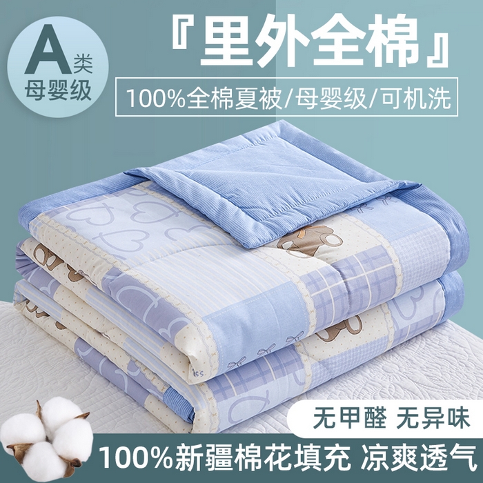 91家纺网 家纺一手货源 找家纺 （总）海洋家纺 2026新款100%里外全棉夏被印花空调被夏凉被薄被子棉花夏被四件套 风格二