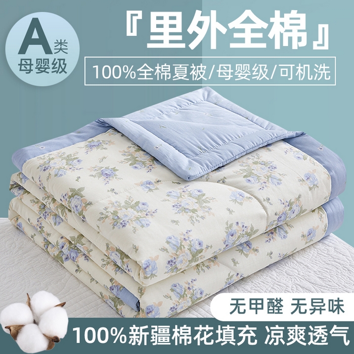 91家纺网 家纺一手货源 找家纺 （总）海洋家纺 2026新款100%里外全棉夏被印花空调被夏凉被薄被子棉花夏被四件套 风格二