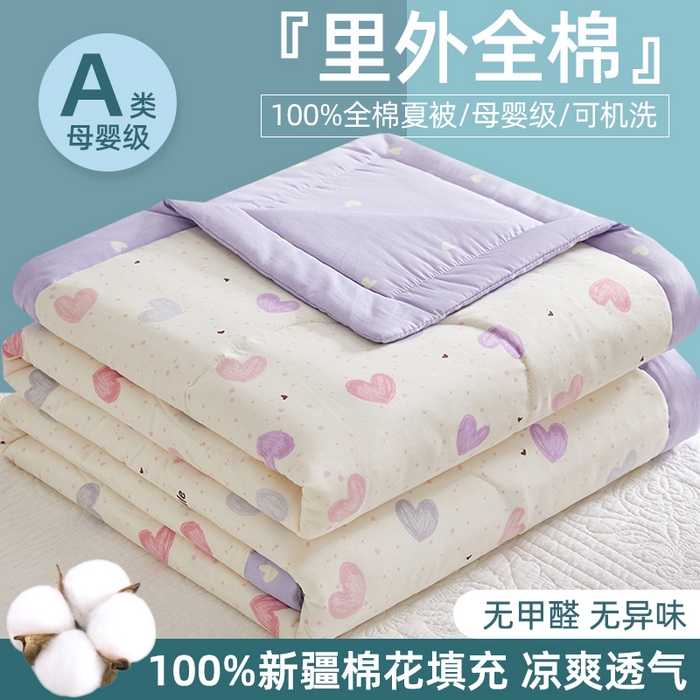 91家纺网 家纺一手货源 找家纺 （总）海洋家纺 2026新款100%里外全棉夏被印花空调被夏凉被薄被子棉花夏被四件套 风格二