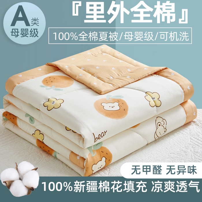 91家纺网 家纺一手货源 找家纺 （总）海洋家纺 2026新款100%里外全棉夏被印花空调被夏凉被薄被子棉花夏被四件套 风格二