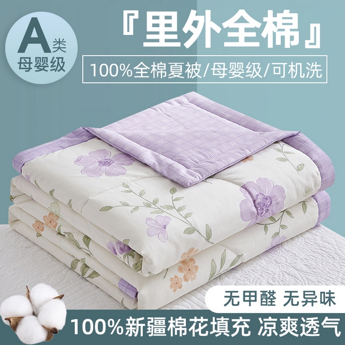 91家纺网 家纺一手货源 找家纺 （总）海洋家纺 2026新款100%里外全棉夏被印花空调被夏凉被薄被子棉花夏被四件套 风格二
