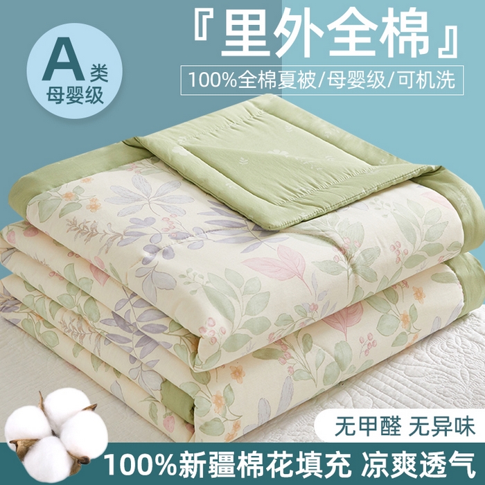 91家纺网 家纺一手货源 找家纺 （总）海洋家纺 2026新款100%里外全棉夏被印花空调被夏凉被薄被子棉花夏被四件套 风格二