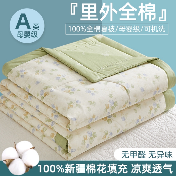 91家纺网 家纺一手货源 找家纺 （总）海洋家纺 2026新款100%里外全棉夏被印花空调被夏凉被薄被子棉花夏被四件套 风格二