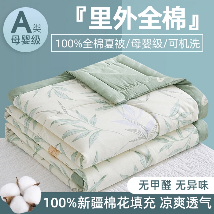 91家纺网 家纺一手货源 找家纺 （总）海洋家纺 2026新款100%里外全棉夏被印花空调被夏凉被薄被子棉花夏被四件套 风格二