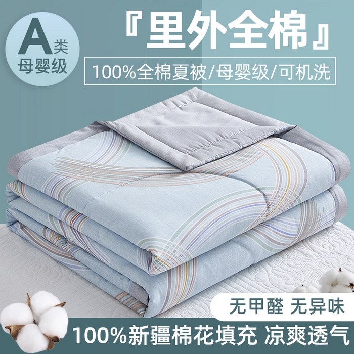 91家纺网 家纺一手货源 找家纺 （总）海洋家纺 2026新款100%里外全棉夏被印花空调被夏凉被薄被子棉花夏被四件套 风格二