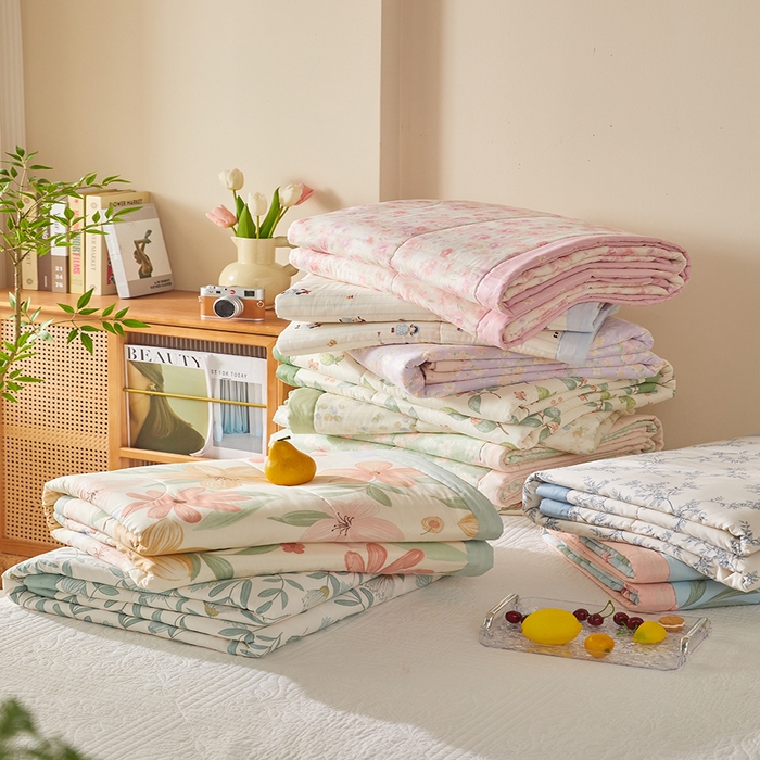 91家纺网 家纺一手货源 找家纺 （总）海洋家纺 2026新款100%里外全棉夏被印花空调被夏凉被薄被子棉花夏被四件套 风格二