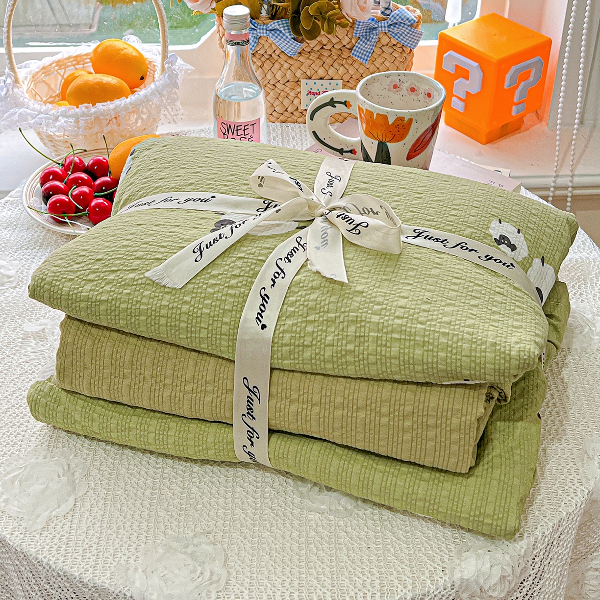 91家纺网 家纺一手货源 找家纺 悦织湾家纺 2026新款泡芙棉印花四件套单品单被套枕套时尚轻奢卡通小碎花学生宿舍用品三四件套 羊羊牧场