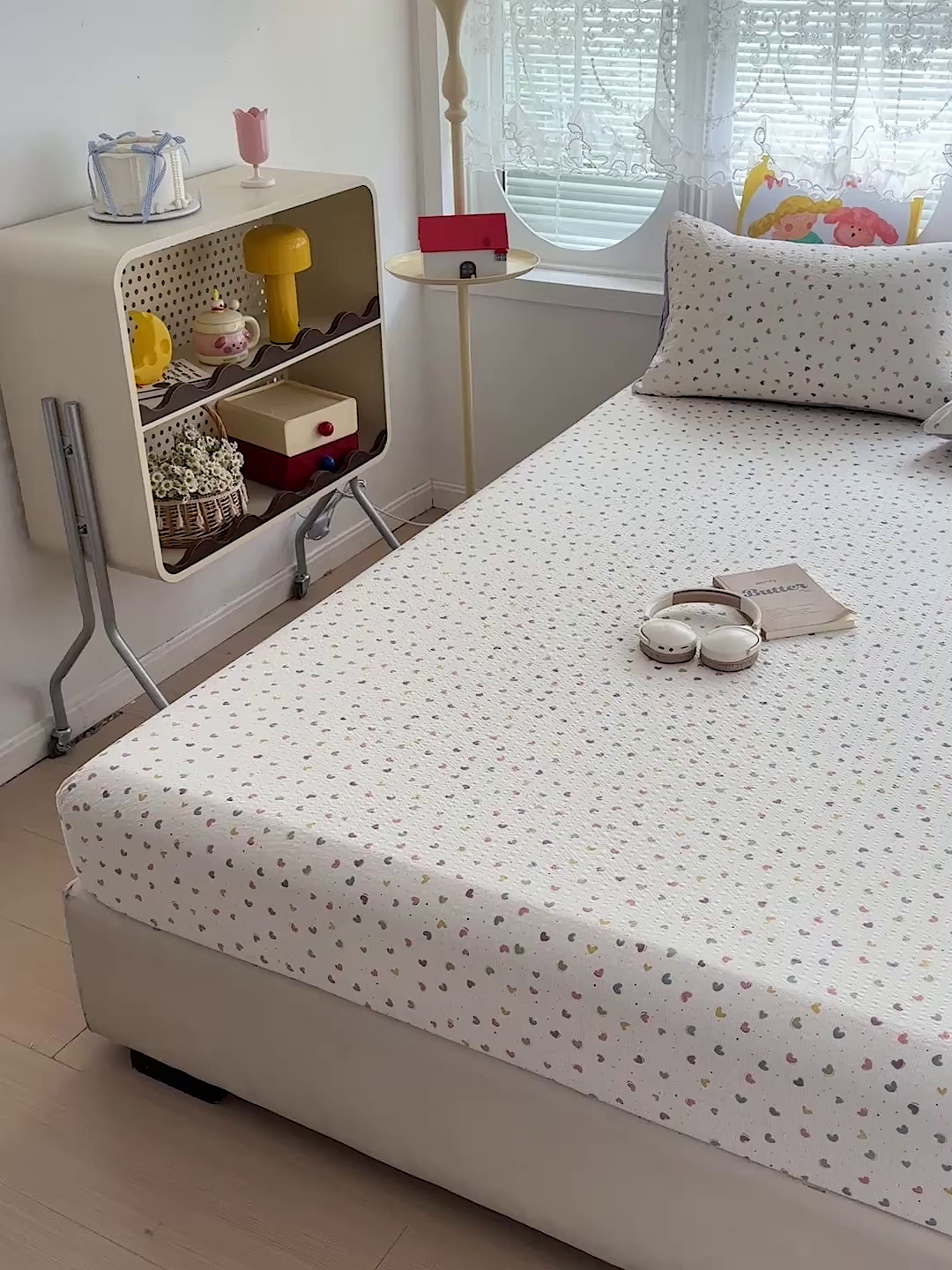 91家纺网 家纺一手货源 找家纺 悦织湾家纺 2026新款老粗布印花床单床笠床笠三两件套春秋学生宿舍单双人床笠 心心相印