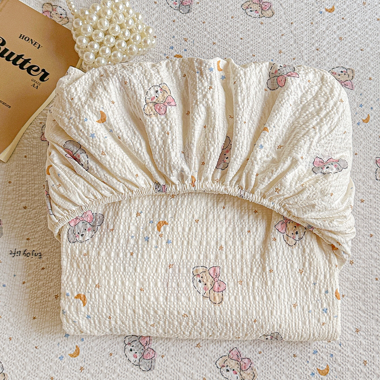 91家纺网 家纺一手货源 找家纺 悦织湾家纺 2026新款老粗布印花床单床笠床笠三两件套春秋学生宿舍单双人床笠 星空