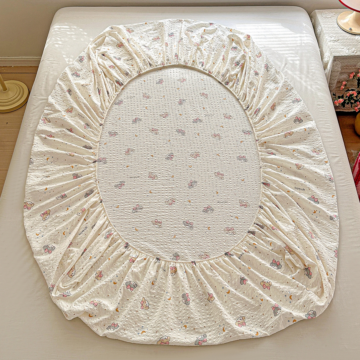 91家纺网 家纺一手货源 找家纺 悦织湾家纺 2026新款老粗布印花床单床笠床笠三两件套春秋学生宿舍单双人床笠 星空