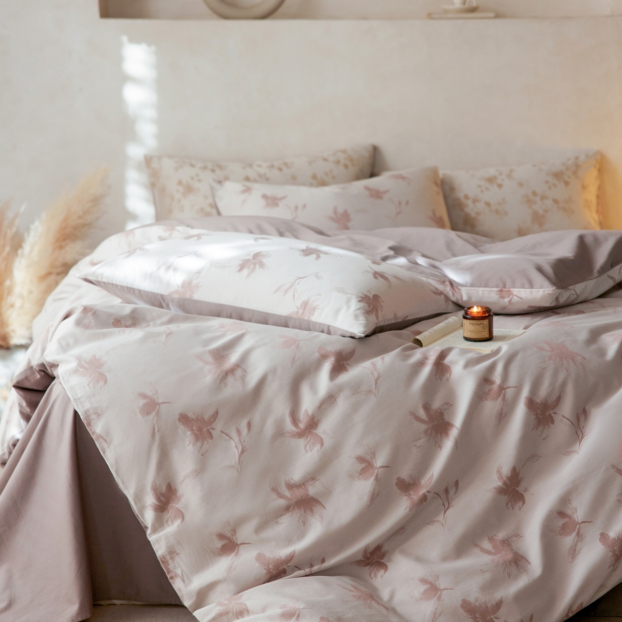 91家纺网 家纺一手货源 找家纺 涞澳家纺 2026新款全棉纯棉色织提花四件套 梧叶