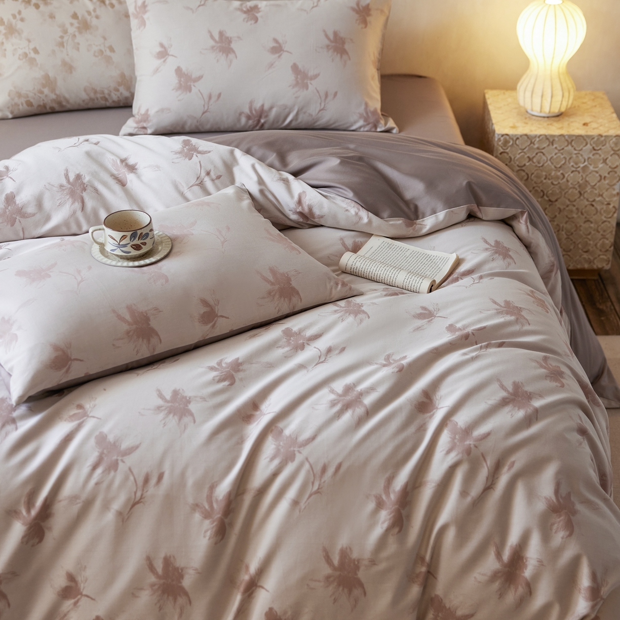 涞澳家纺 2026新款全棉纯棉色织提花四件套 梧叶