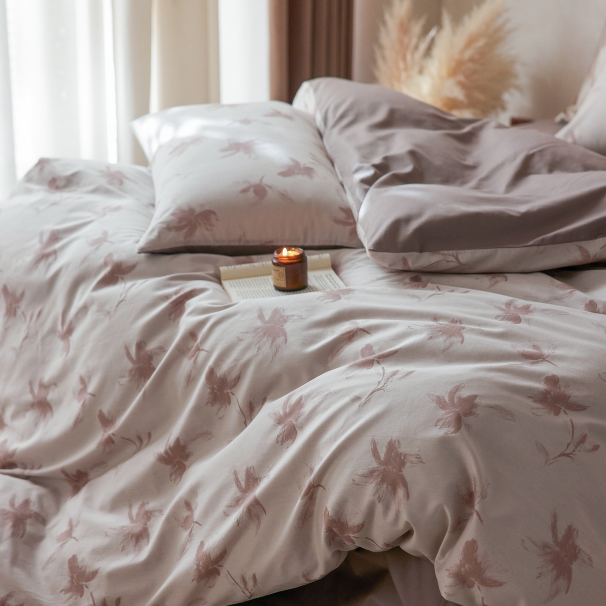 91家纺网 家纺一手货源 找家纺 涞澳家纺 2026新款全棉纯棉色织提花四件套 梧叶