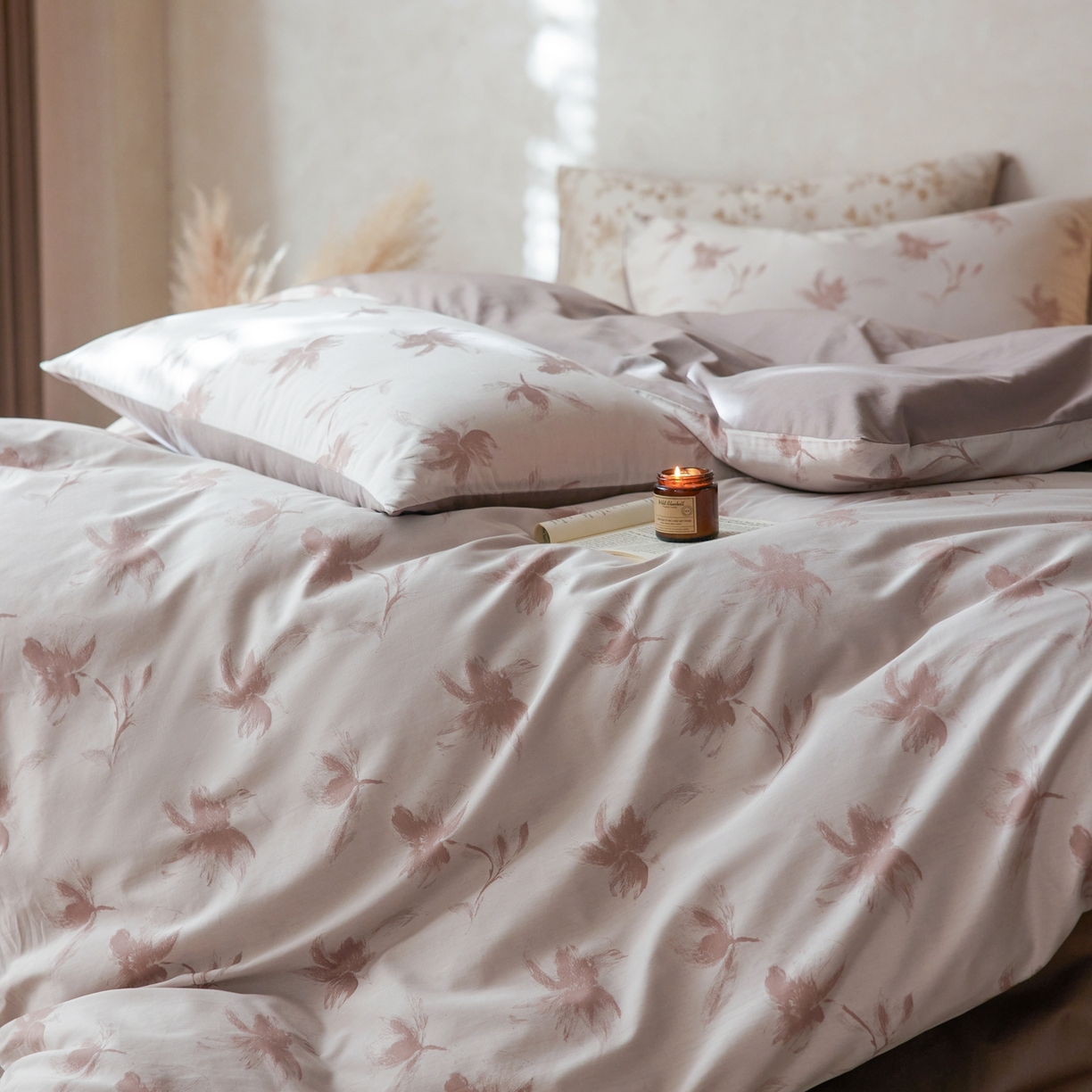 91家纺网 家纺一手货源 找家纺 涞澳家纺 2026新款全棉纯棉色织提花四件套 梧叶