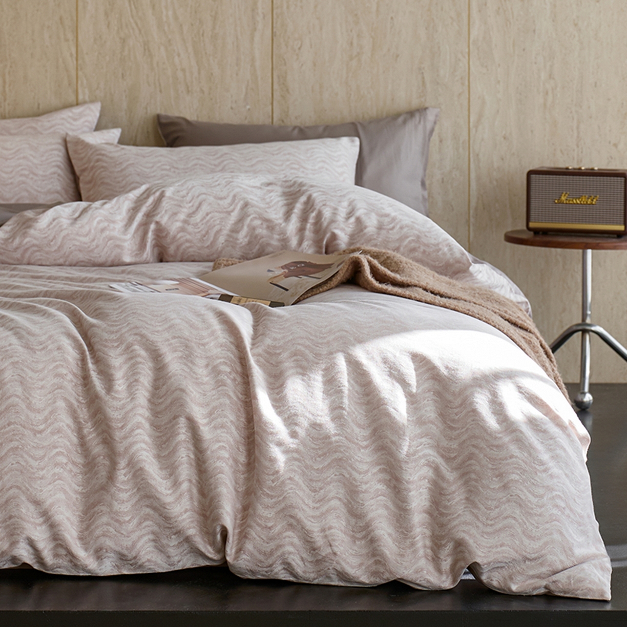 涞澳家纺 2026新款全棉纯棉色织提花四件套 波沐