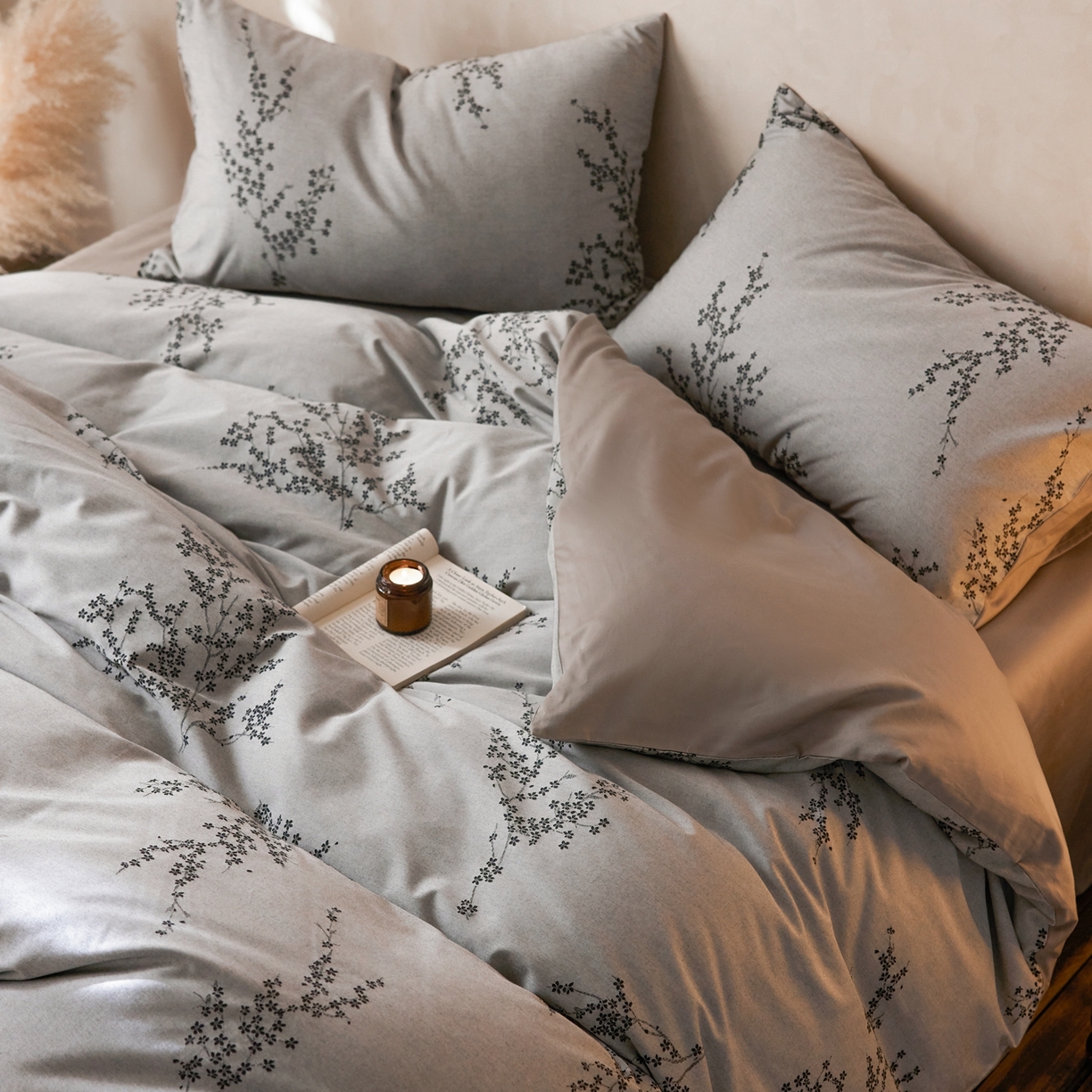 91家纺网 家纺一手货源 找家纺 涞澳家纺 2026新款全棉纯棉色织提花四件套 枝园