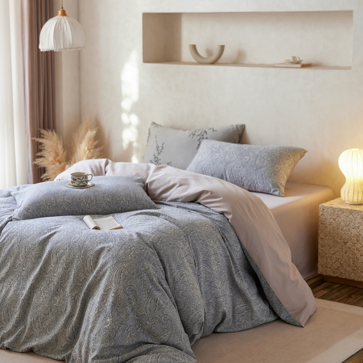 91家纺网 家纺一手货源 找家纺 涞澳家纺 2026新款全棉纯棉色织提花四件套 欧可