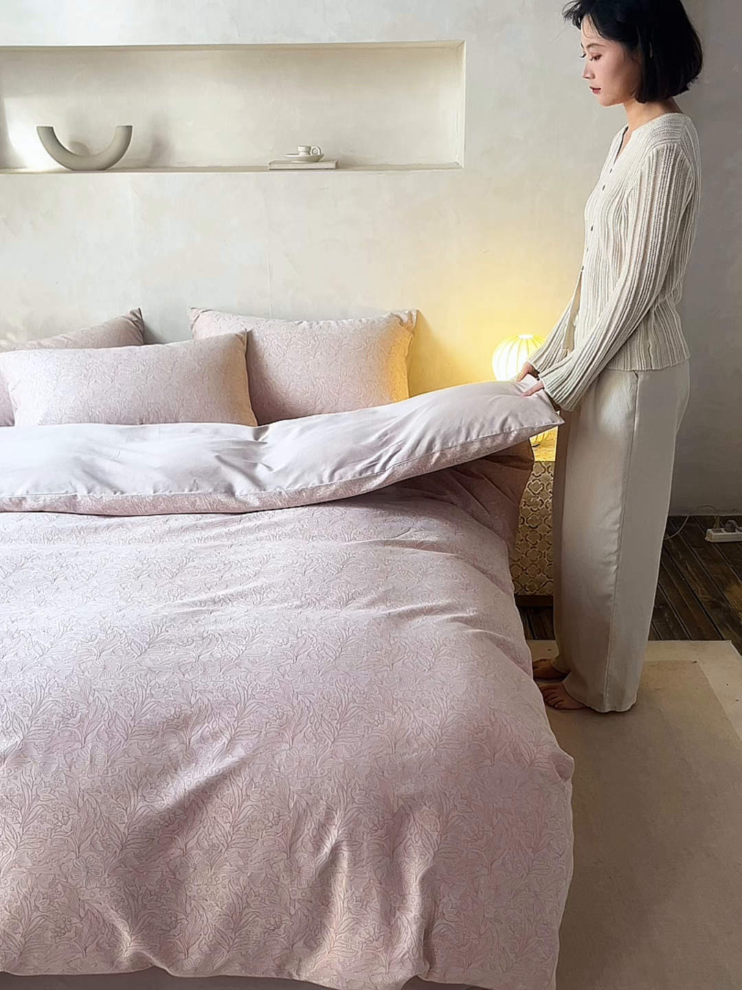 91家纺网 家纺一手货源 找家纺 涞澳家纺 2026新款全棉纯棉色织提花四件套 禾满