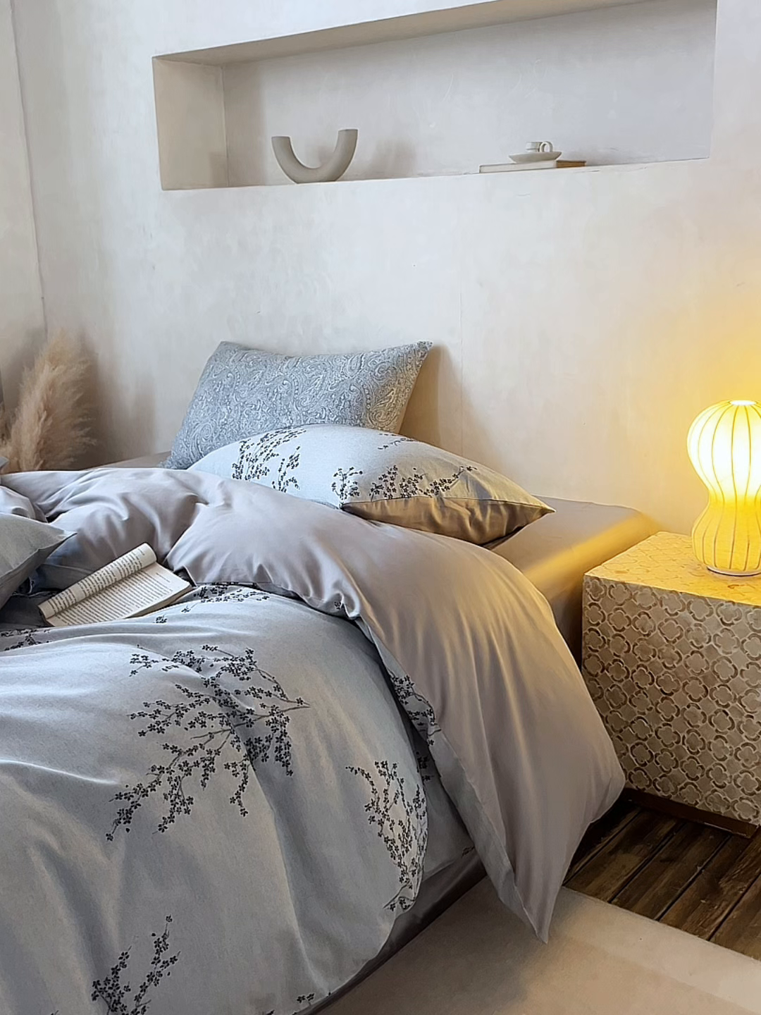 91家纺网 家纺一手货源 找家纺 涞澳家纺 2026新款全棉纯棉色织提花四件套 枝园