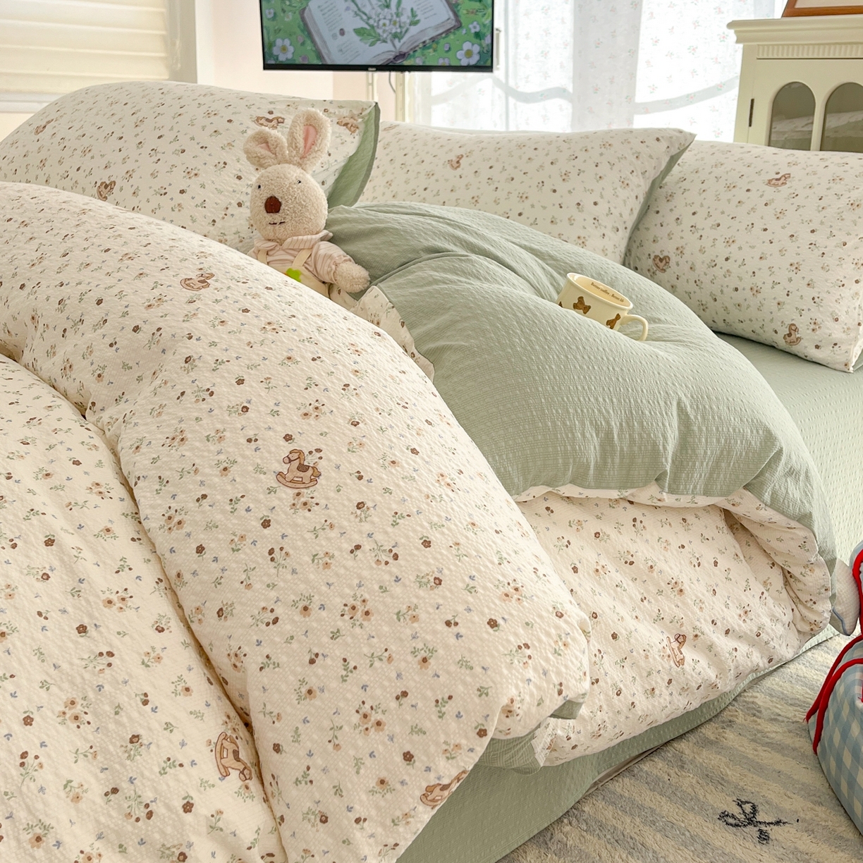 91家纺网 家纺一手货源 找家纺 （总）瑞钰 2026新款直播热款高品质高克重泡泡纱泡芙纱四件套