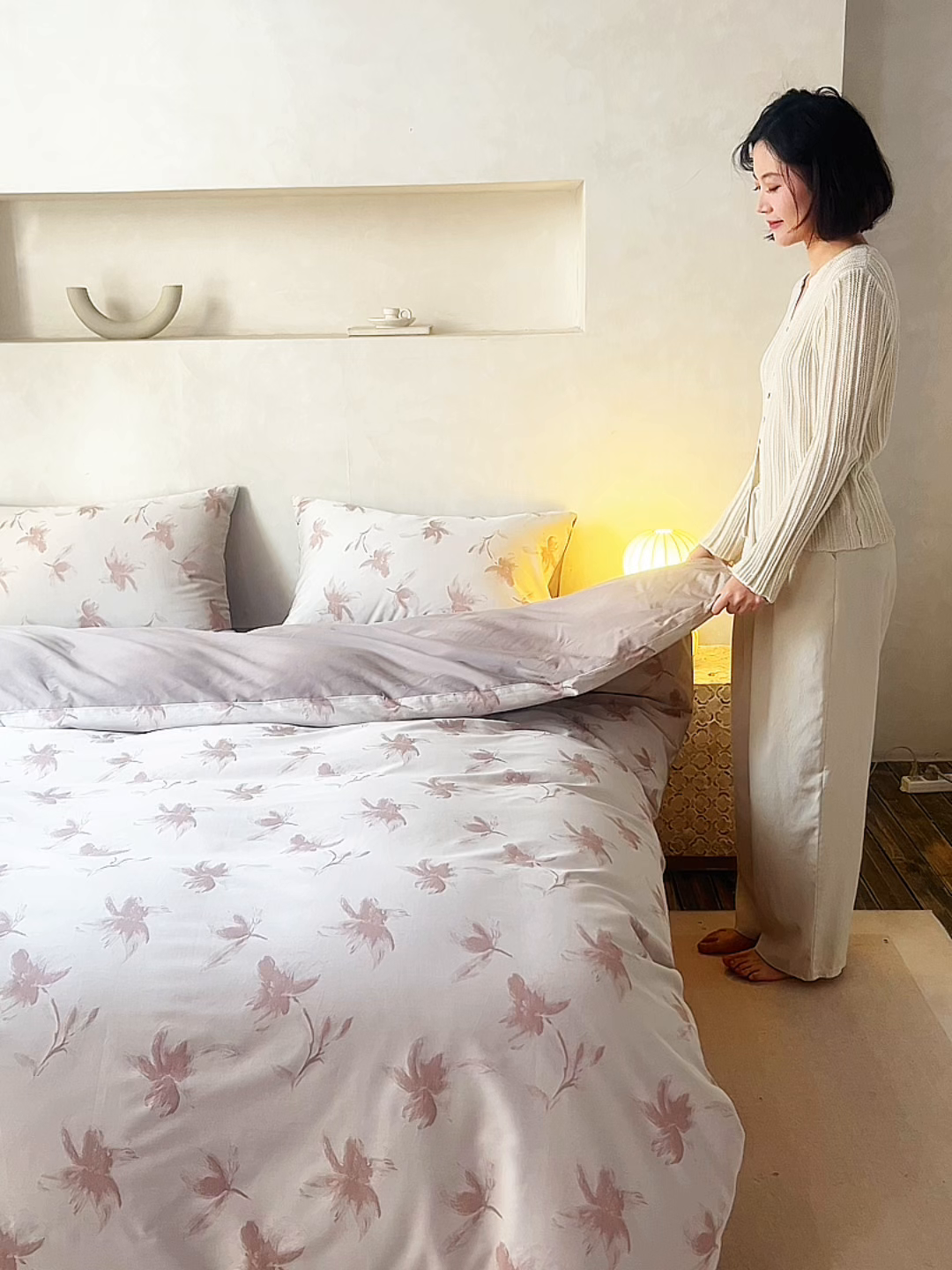 91家纺网 家纺一手货源 找家纺 涞澳家纺 2026新款全棉纯棉色织提花四件套 梧叶