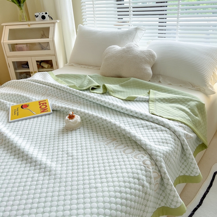 91家纺网 家纺一手货源 找家纺 馨乐家纺 2026新款三层纱针织夏凉被夏被被子被芯盖毯 素雅