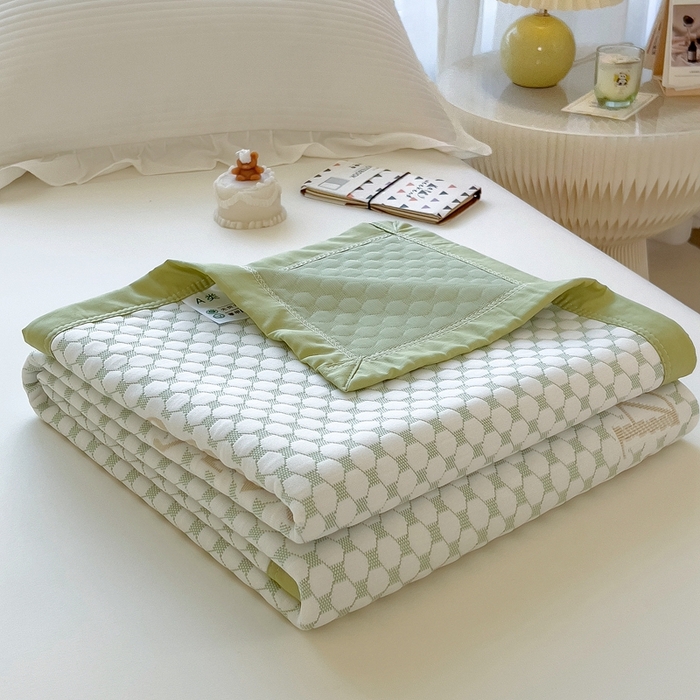 91家纺网 家纺一手货源 找家纺 馨乐家纺 2026新款三层纱针织夏凉被夏被被子被芯盖毯 素雅