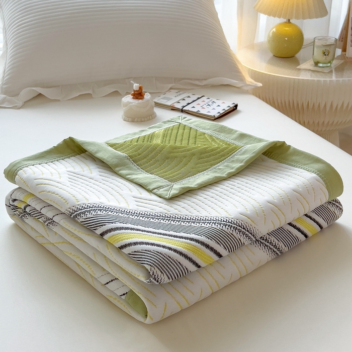 91家纺网 家纺一手货源 找家纺 馨乐家纺 2026新款三层纱针织夏凉被夏被被子被芯盖毯 春竹