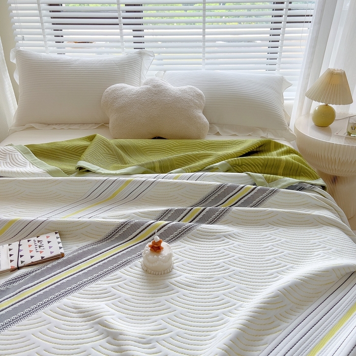 91家纺网 家纺一手货源 找家纺 馨乐家纺 2026新款三层纱针织夏凉被夏被被子被芯盖毯 春竹