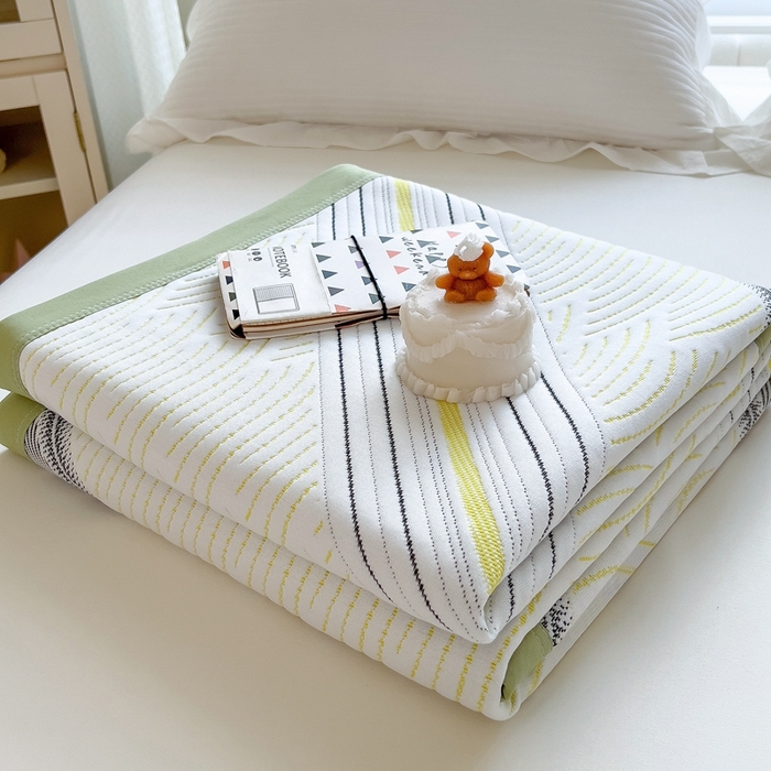 91家纺网 家纺一手货源 找家纺 馨乐家纺 2026新款三层纱针织夏凉被夏被被子被芯盖毯 春竹