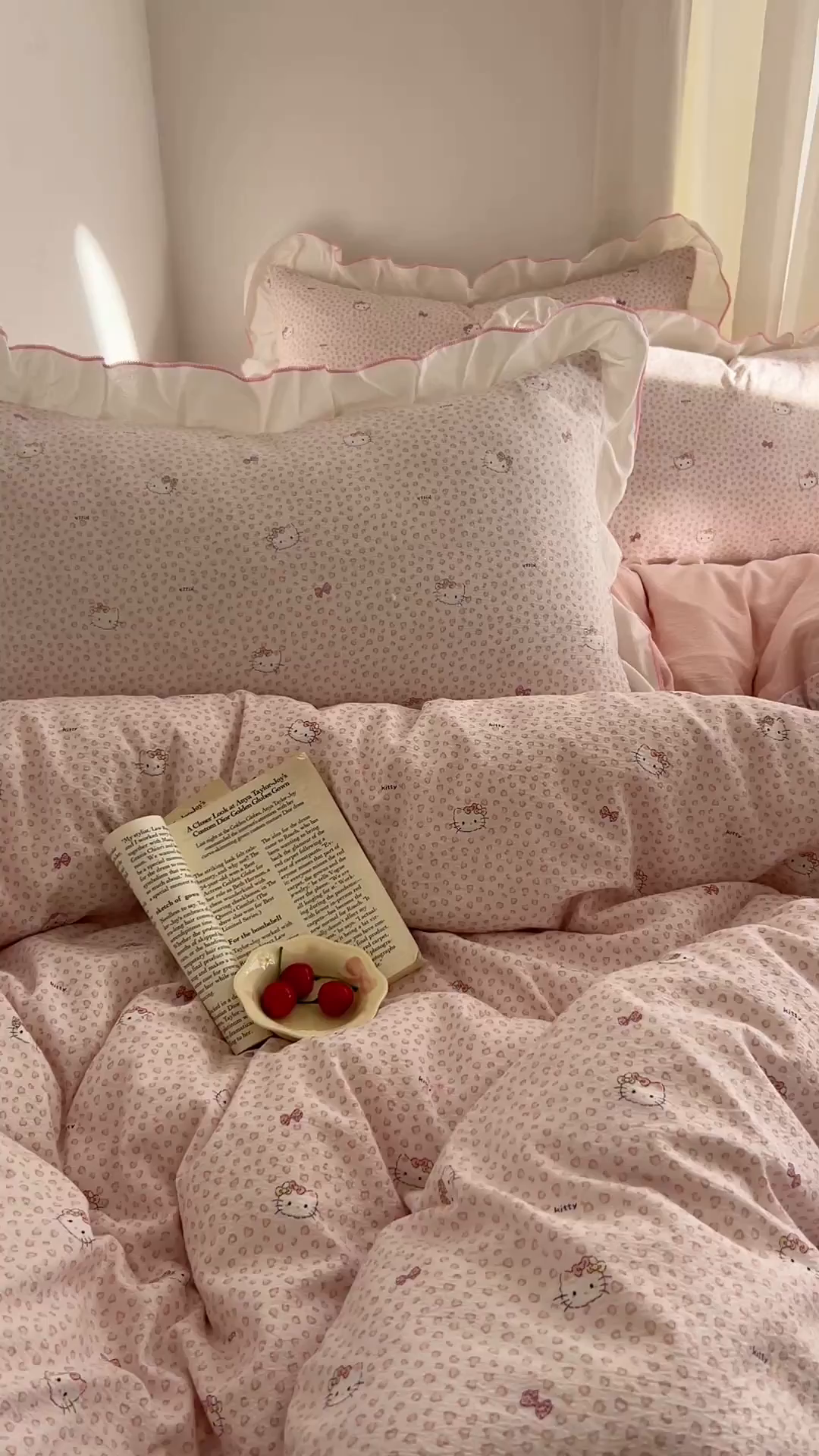 91家纺网 家纺一手货源 找家纺 柒月家居 2026新款小清新木棉皱皱纱花边款四件套 豹纹粉