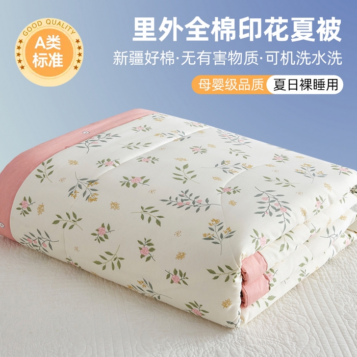 91家纺网 家纺一手货源 找家纺 （总）海洋家纺 2026新款100%里外全棉夏被印花空调被夏凉被薄被子棉花夏被四件套 风格三