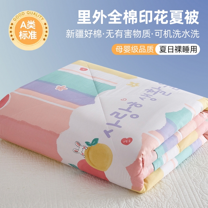 91家纺网 家纺一手货源 找家纺 （总）海洋家纺 2026新款100%里外全棉夏被印花空调被夏凉被薄被子棉花夏被四件套 风格三