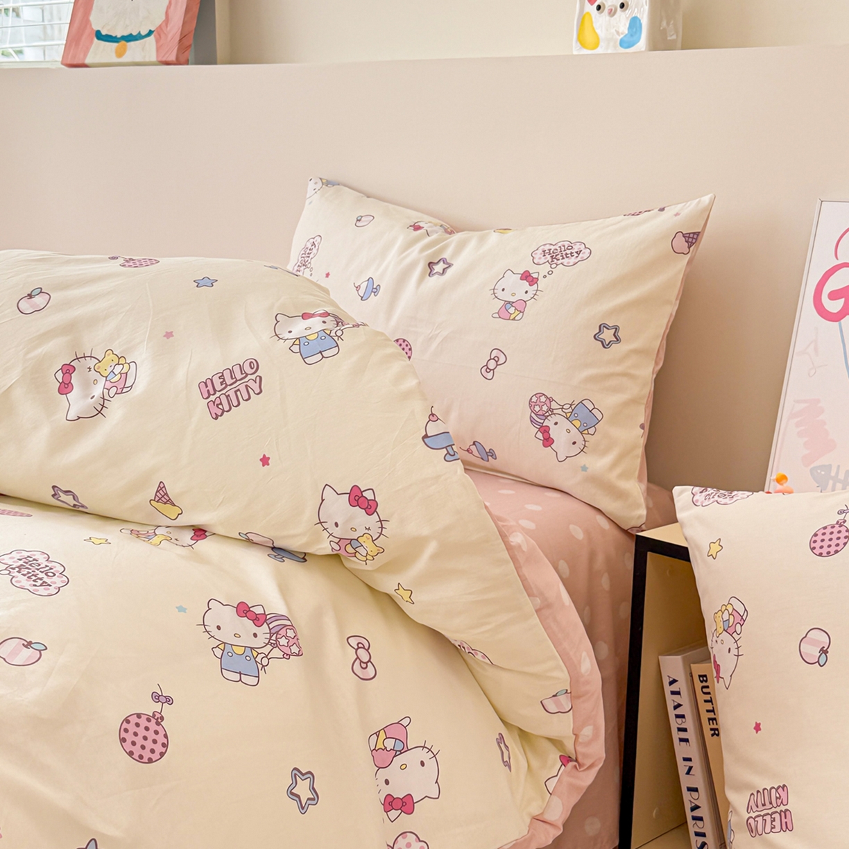 91家纺网 家纺一手货源 找家纺 （总）简宜家居（朝初家纺） 2026新款40支100%纯棉全棉13070斜纹四件套-三丽鸥卡通系列