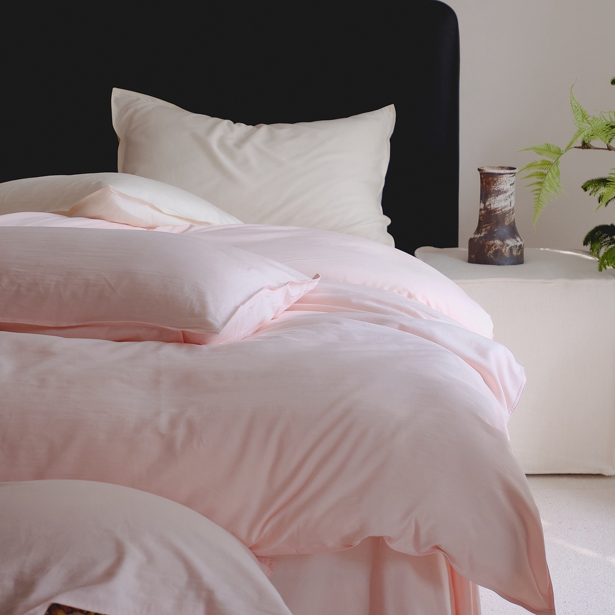 91家纺网 家纺一手货源 找家纺 涞澳家纺 2026新款80水洗天丝棉四件套-简序 简序-桃粉