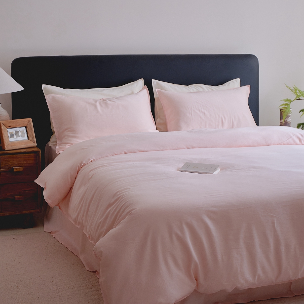 91家纺网 家纺一手货源 找家纺 涞澳家纺 2026新款80水洗天丝棉四件套-简序 简序-桃粉