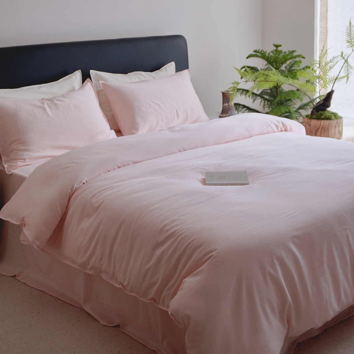 91家纺网 家纺一手货源 找家纺 涞澳家纺 2026新款80水洗天丝棉四件套-简序 简序-桃粉