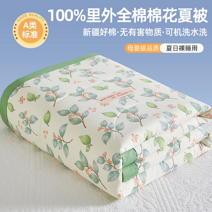91家纺网 家纺一手货源 找家纺 （总）海洋家纺 2026新款100%里外全棉夏被印花空调被夏凉被薄被子棉花夏被四件套 风格三