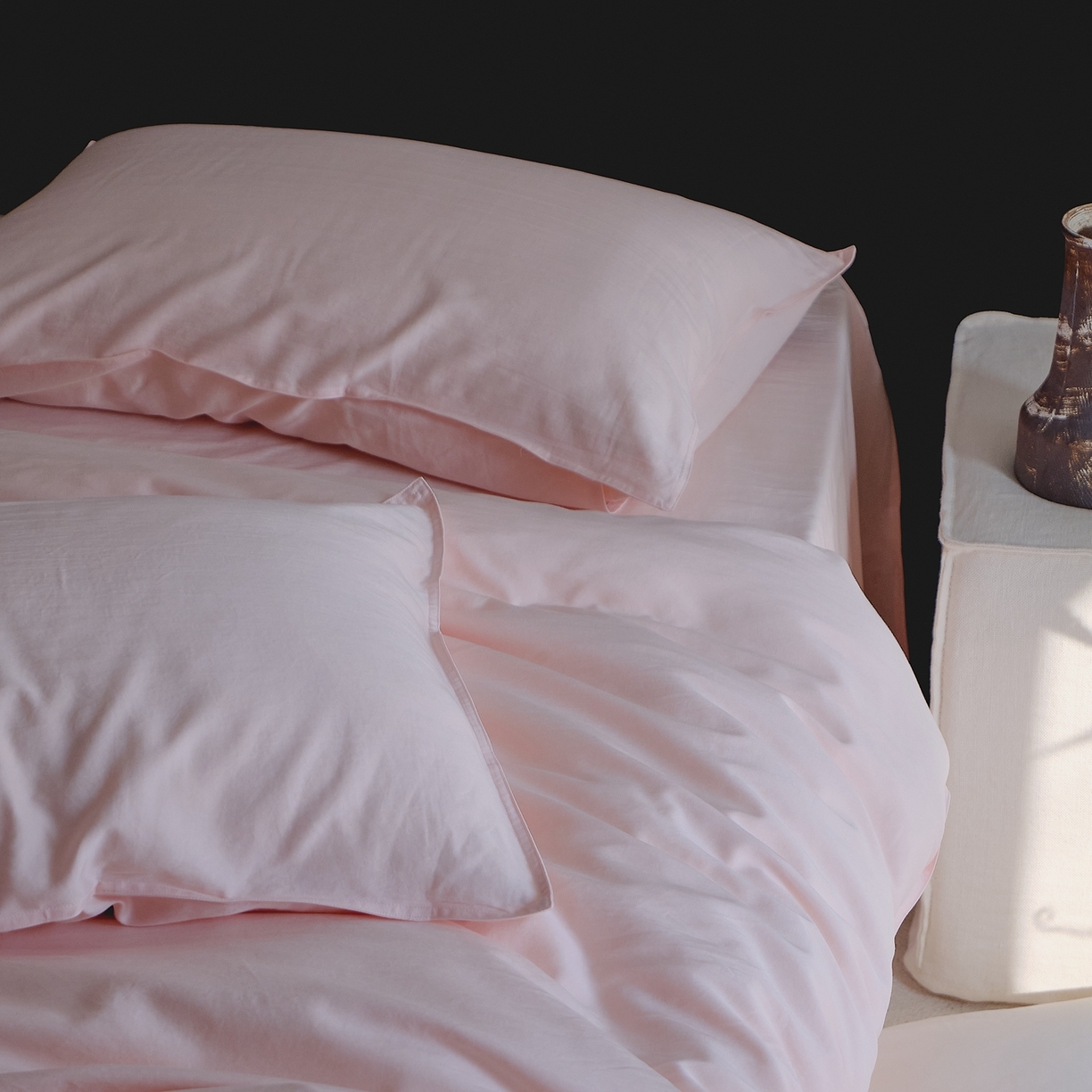 91家纺网 家纺一手货源 找家纺 涞澳家纺 2026新款80水洗天丝棉四件套-简序 简序-桃粉