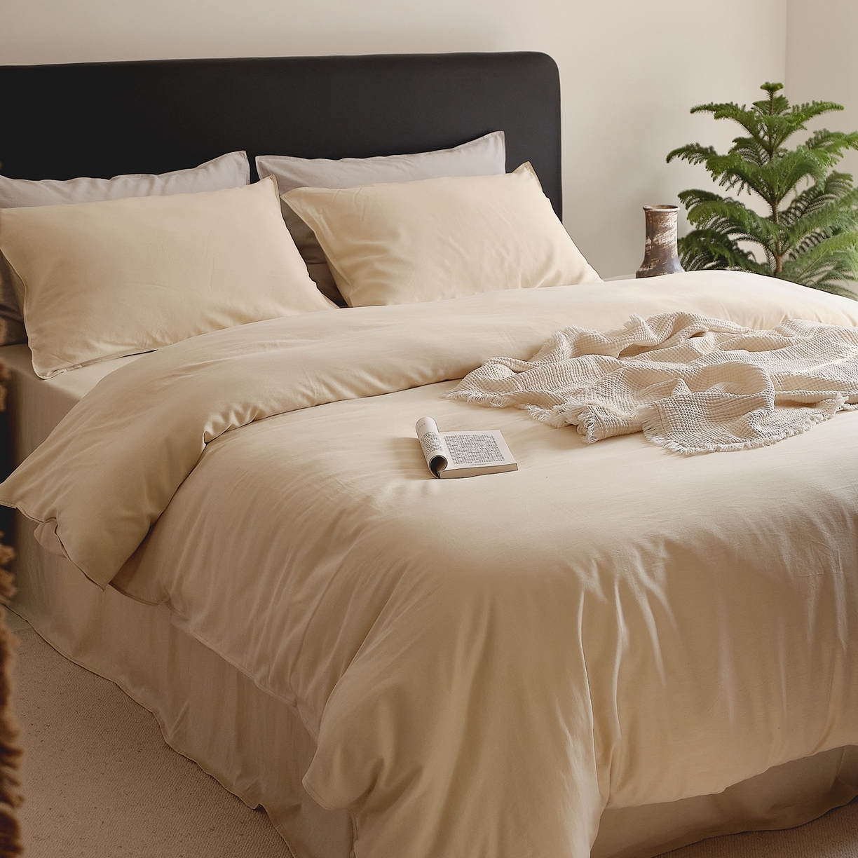 91家纺网 家纺一手货源 找家纺 涞澳家纺 2026新款80水洗天丝棉四件套-简序 简序-夕照金