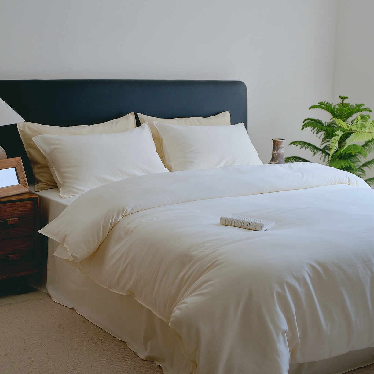 91家纺网 家纺一手货源 找家纺 涞澳家纺 2026新款80水洗天丝棉四件套-简序 简序-暖白