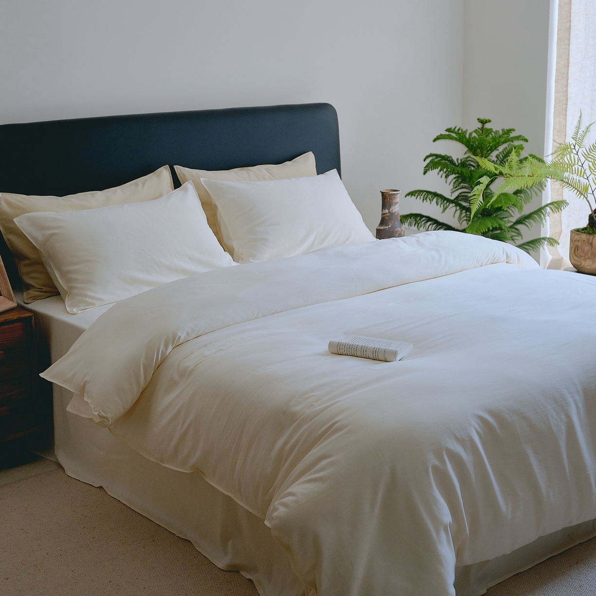 91家纺网 家纺一手货源 找家纺 涞澳家纺 2026新款80水洗天丝棉四件套-简序 简序-暖白