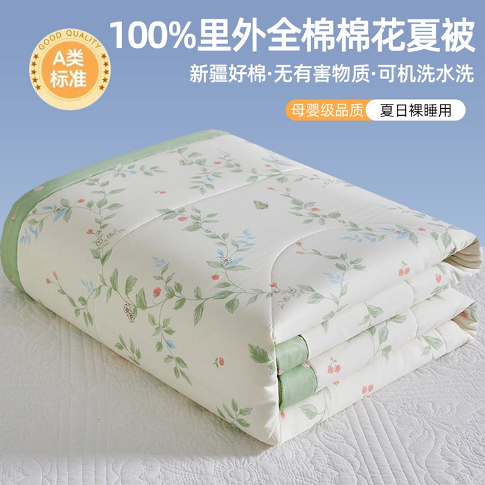 91家纺网 家纺一手货源 找家纺 （总）海洋家纺 2026新款100%里外全棉夏被印花空调被夏凉被薄被子棉花夏被四件套 风格三