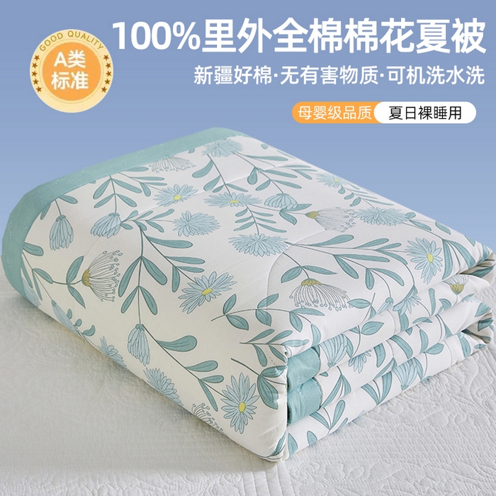 91家纺网 家纺一手货源 找家纺 （总）海洋家纺 2026新款100%里外全棉夏被印花空调被夏凉被薄被子棉花夏被四件套 风格三