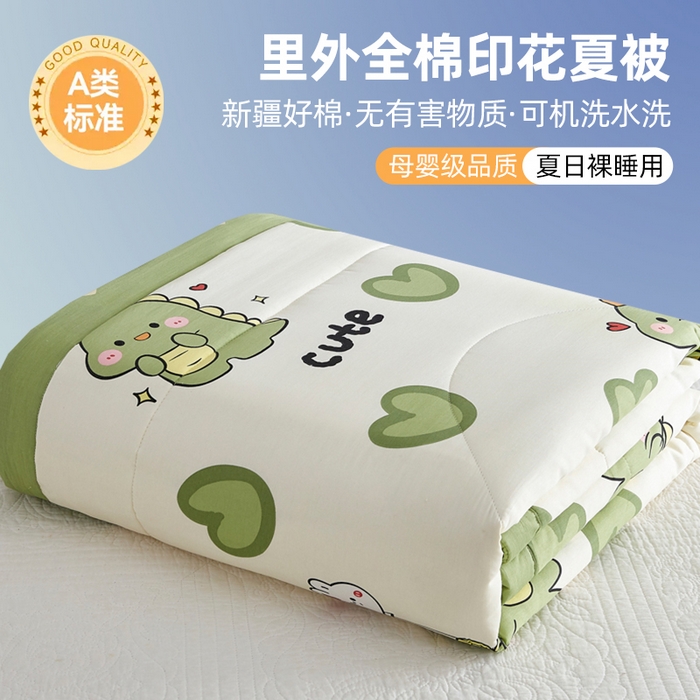 91家纺网 家纺一手货源 找家纺 （总）海洋家纺 2026新款100%里外全棉夏被印花空调被夏凉被薄被子棉花夏被四件套 风格三