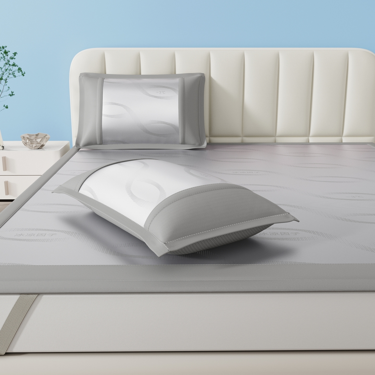 91家纺网 家纺一手货源 找家纺 宜派家纺 2026新款冰凉因子冰丝席 冰凉因子-灰